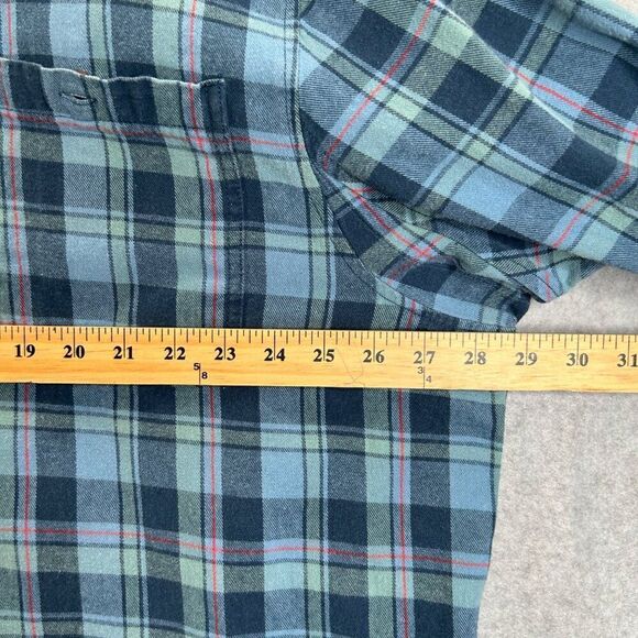 Men's Duluth Trading Company 2XL Blue Plaid Flannel Long Sleeve Shirt Button - Picture 9 of 13